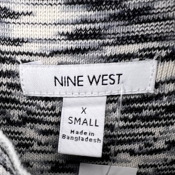 B15.4 Nine West Ruched Sleeveless Mock Neck Top Black Gray White XS - Picture 6 of 6